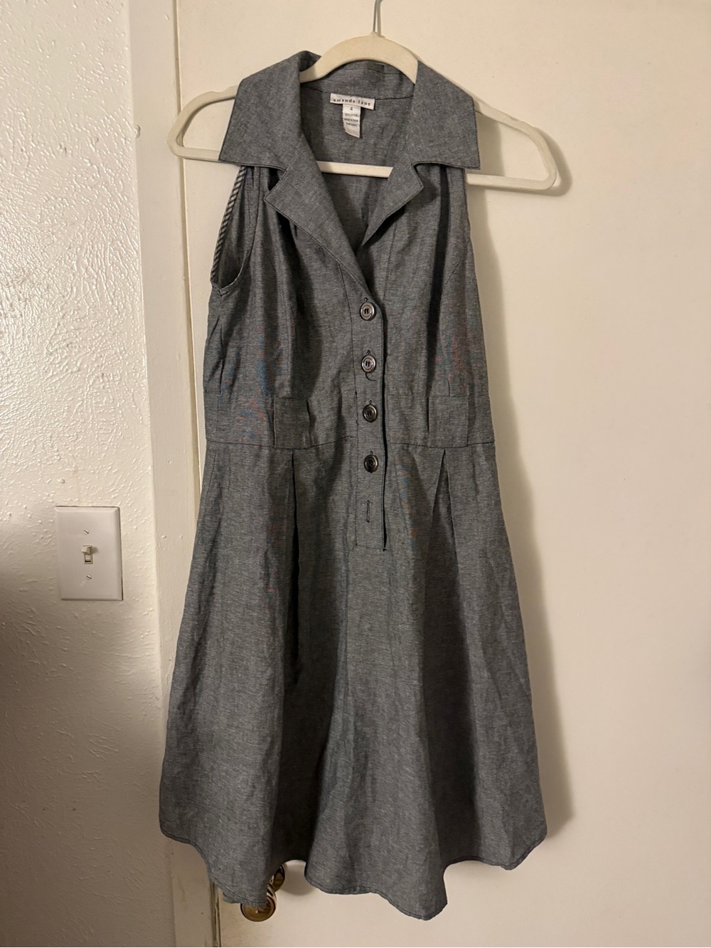 Amanda Lane Gray Sleeveless Button-Front Collared Dress Size 4